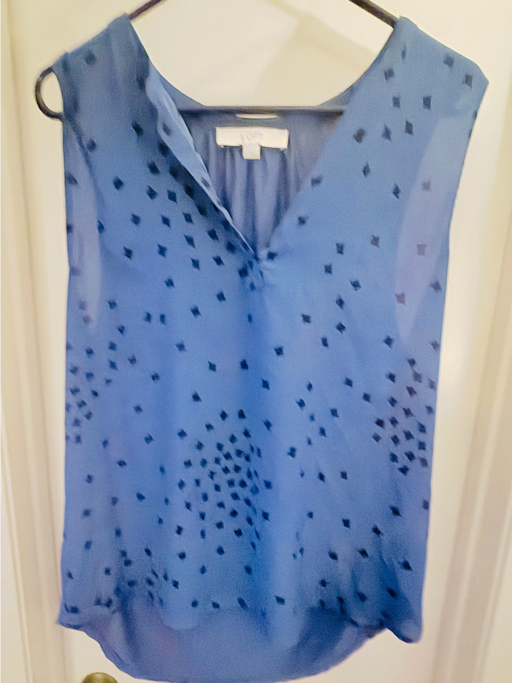LOFT Blue Sleeveless V-Neck Top - Large